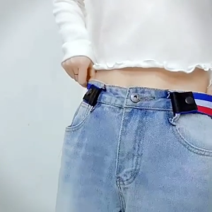 Thắt lưng thun bằng vải chun co giãn Thắt lưng co giãn màu trơn thời trang năng động cho nữcó nút bấm tiện lợi-NIEVE