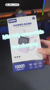 JELLICO ZP1 Digital Mini 10000mAh Power bank PD 20W (Type-C) + QC 22.5W (USB) with Built-In Type-C and Lightning Cable