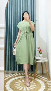 Dress Eliza Crinkle Airflow Free Akrilik Daster Busui Busui Tali Lepas Pasang Daser Terbaru