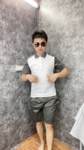 Bộ quần áo nam mùa hè cổ bẻ viền ngang chất CVC cá sấu siêu đẹp