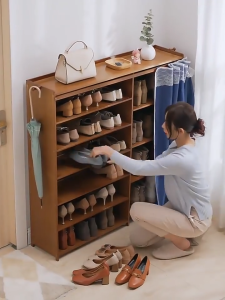 Tủ Giày Tre Đựng Giá để đồ ở tủ đựng giày Tre Có Nắ cửa dung tích lớn Giá để giày nhiều tầng bằng gỗ nguyên khối chống bụi kệ