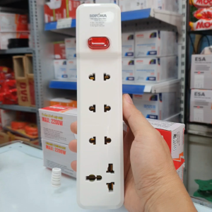 Ổ cắm điện 4 lỗ KHÔNG KÈM ĐÂY (Tự đấu dây) 2200W lõi sứ chịu nhiệt 4M-0 SOPOKA