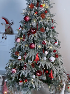 4/5/6FT Snowflake Flocking PE Christmas Tree Automatic Nearly Natural Spruce Mixed Artificial Hinged Xmas tree decoration for home