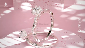 RoyStone - Cincin Wanita Moissanite Sertifikat GRA Original Lapis Emas - Violet Ring