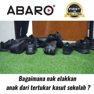 ABARO Breathable Mesh 2351N School Shoes Black <Name Your Shoes> Slip Resistant/Kasut Sekolah Hitam