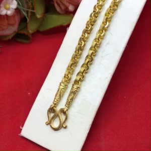 สร้อยคองานดิบทองเหลืองลายทาโร่คั่นหัวจรวด ยาว 24 นิ้ว เทียบ 5 บาท ทองเหลือง งานดิบ ไม่ชุบ ทองเหลืองโบราณ พร้อมส่ง