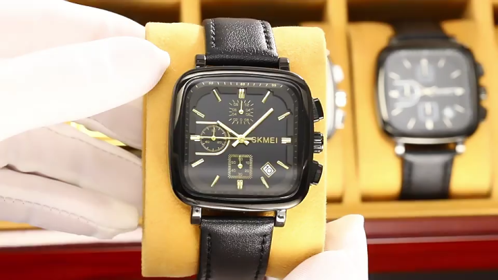 SKMEI 2182 Jam Tangan Pria Analog Chrono Tali Kulit Tahan air Jam