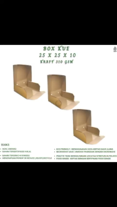 Box Kue 25x25x10 Non Laminasi 310 Gsm Cake Box (Isi 10 Pcs-B16K3)