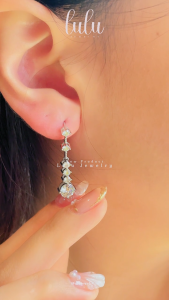 Lulu Moissanite Jewelry Kyara Round Cut Drop Stud Earrings 1 Pair 3CT Lapis Emas 18K Sertifikat GRA