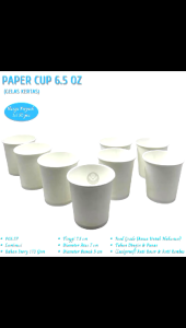Paper Cup 6.5 oz Gelas Kertas Gelas Kopi (Isi 50 Pcs-PC6.5P)