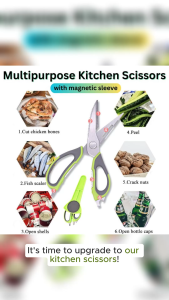 SG Multifunctional Stainless Steel Kitchen Scissors with Magnetic Holder Durable Non-Stick Scissor Blades Kitchen Essential