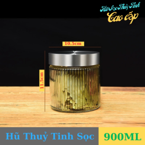 Bộ 2 hũ gia vị thuỷ tinh cao cấp nắp inoxhủ thuỷ tinhhủ thuỷ tinh sọc