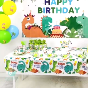【Ready Stock】Dinosaur Tablecloth Plastic Table Cover For Birthday Party Supplies Home Decors
