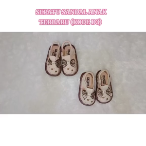 Sepatu Sandal Bayi Motif Bunga Bordir Pita/Sandal Flat Korea Anak Cewe/Sepatu Flat Kulit Anak PREMIUM/KODE D3