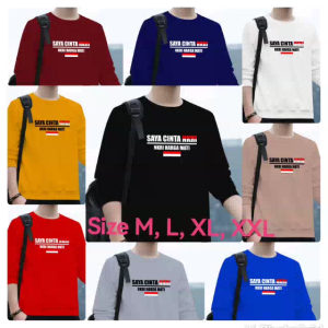 Bisa COD Sweater Saya Cinta Nkri Kaos Hut RI Baju Dirgahayu Indonesia Sweter Pancasila Crewneck Cowo