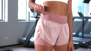 High Waisted Yoga Shorts Leggings for Workout Yoga Pants with Pocket Fake Two Pieces Leggings