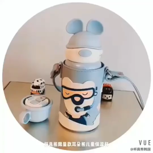 Original Korea BeddyBear Ear Series Insulated Thermos Stainless Steel 316 600ml Bottle Dual Usage Gift Set