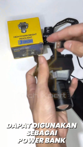 Senter Kepala LED Outdoor 20 Watt & Powerbank Layar Baterai Digital Mini