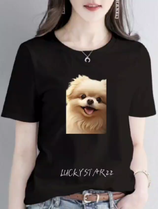 (COD)KAOS ATASAN MOTIF DOG IMUT/COTTON COMBED WANITA