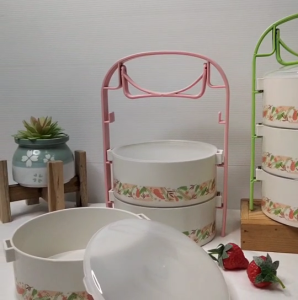 ปิ่นโตถวายพระ  3ชั้น  5ชั้น  ปิ่นโต ปิ่นโตพลาสติก  เก็บความร้อนเข้าไมโครเวฟได้ สีเขียว สีชมพู