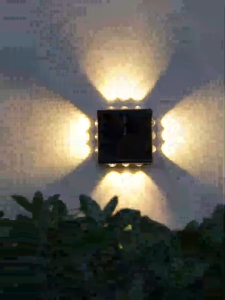 2PCS 16 Led Warm White Wall Light On Four Sides Illuminated Outdoor Waterproof Courtyard Garden Fence Villa Wall Washing Night Light