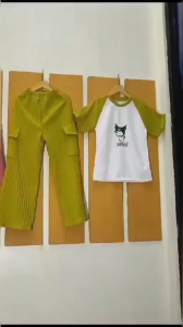 Setelan cargo kuromi anak perempuan usia 4-10 tahun fashion trendy dan kekinian