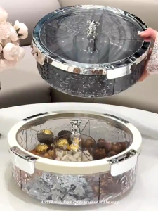 Light Luxury Sealed Nut Snack Storage Box Living Room Dried Fruit Plate Household New Fruit Plate Candy Box