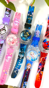 JAM TANGAN ANAK KARAKTER MUSIK LAMPU SPIN PUTAR LED DIGITAL WATCH MELODY KUROMI CINNAMAROLL