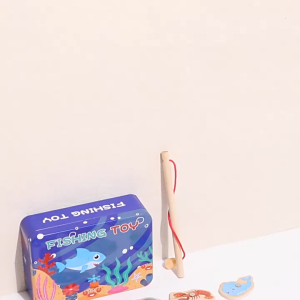 Bộ đồ chơi câu cá gỗ nam châm 31 sinh vật biển bằng gỗ trò chơi câu cá vui nhộn 2 cần câu nam châm cho bé