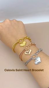 CELOVIS Saint Heart Engravable Pendant on Multi Chain Link Bracelet for Women(18K Gold/ Rose Gold/ Silver)