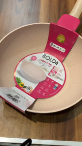 BOLDe Wok 28 cm Wajan + Lid Granite Ceramic Anti Lengket  Beige NEW