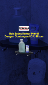 Ceramax Rak Sudut Kamar Mandi Dengan Gantungan 8096 Hitam