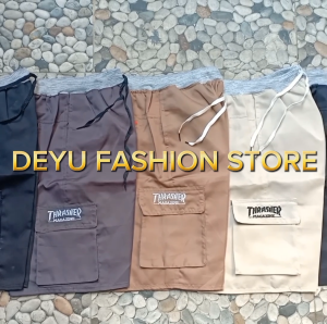 ISI 5 PCS Celana Pendek Cargo Pria Pinggang Rib Karet Series Semua Warna