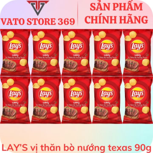 Bánh snack khoai tây LAYS vị thăn bò nướng texas gói 90g