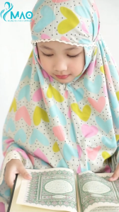 Mukena Couple Rayon Premium Lovely Biru | Mukena Couple Ibu dan Anak Terbaru 2024 | Harga Per Satuan