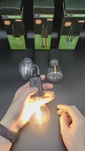 Tungsten Camping Light Bulb with Hook Lighting Lantern Type-C Charging Waterproof Outdoor Lamp for Hiking Fishing  Hook For Hanging