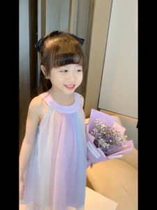 Kammy ชุดเดรสสีรุ้งของสาวๆ ชุดเจ้าหญิง1-6ปี ชุดเด็กหญิง ชุดเดรสสไตล์ชาแนล ชุดเด็กผู้หญิง