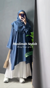 Abaya Tunik wanta bahan cringkel free kerudung tunik wanita jumbo baju muslim wanita gamis terbaru 2024 baju wanita jumbo model baru baju gamis hitam dress wanita set kerudung setelan gamis abaya tunik muslimah oversize murah