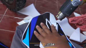 Decal Sticker Kawasaki KLX BF Motif Bercak Custom Hitam Biru D-A3-407