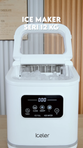 Iceler Mesin Es Digital Kontrol Touch Screen Setting Timer Ice Maker 12KG/24Jam Smart Inovatif