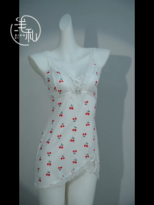 LINA GIRL ชุดนอนผู้หญิง ชุดนอนสายเดี่ยว ชุดนอนน่ารัก 🐛 มีไซส์ M-5XL น้ำหนัก 40-100 kg. สายเดี่ยวแต่งลูกไม้ ไม่คัน สวมใส่สบาย LN-475