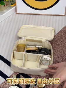 GTE Portable Cosmetic Bag For Women Partition Large Capacity Waterproof Makeup Brush Storage Bag Travel Toiletry Bag - Fulfilled By GTE SHOP