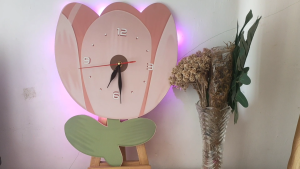 RC 190 Jam Dinding BUNGA BOHO AESTETIK LED  HOME Sweet Home  Hiasan dinding Ruang tamu/ kamar tidur