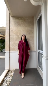 KAFTAN WANITA POLOS ELEGANT SATIN PREMIUM VELVET SEPERTI MAXMARA - KAFTAN LEBARAN KAFTAN KONDANGAN