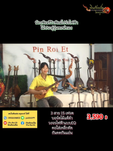 พิณโปร่งไฟฟ้าไม้ประดู่รุ่นโกโก้ 3 สาย 15 เฟรต ฟิงเกอร์บอร์ดไม้แต้ดำ วงจรไฟฟ้าแบบ EQ คุณภาพสูง