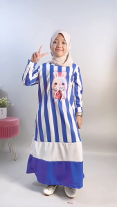GAMIS SALUR ANAK CUTE PITA TALI KOMBINASI DRESS GL FASHION