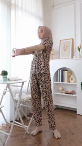 Piyama Susan Motif Bunga Lengan Pendek Celana Panjang XL XXL LD 104-120 cm