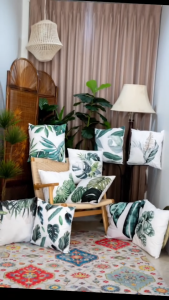 หมอนอิง TROPICAL 4 ลาย ราคาโปรโมชั่น หมอนอิงโซฟา   พิมพ์ลายสวย ผ้าไมโคร บรรจุใยสังเคราะห์เกรดA มีโรงงานผลิตเองมาตรฐานสากล