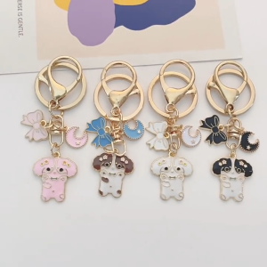 Gantungan kunci bahan metal keychain buah persik gantungan kunci mawar bunga daisy