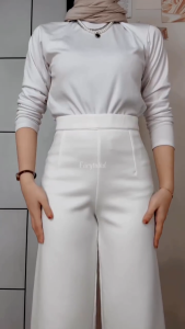 Rumi Blouse Salur kombinasi brukat Premium kemeja tangan panjang motif stripe